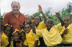 HopeLink volunteer with St. Lucia kids